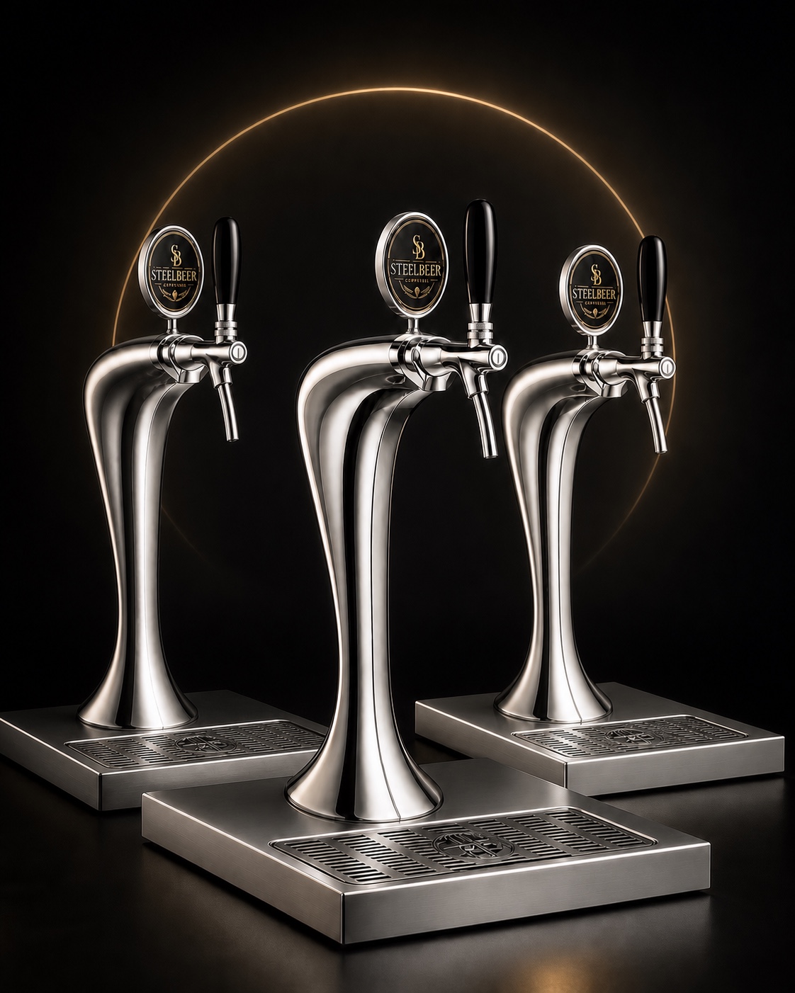 Três configurações SteelBeer em aço inox